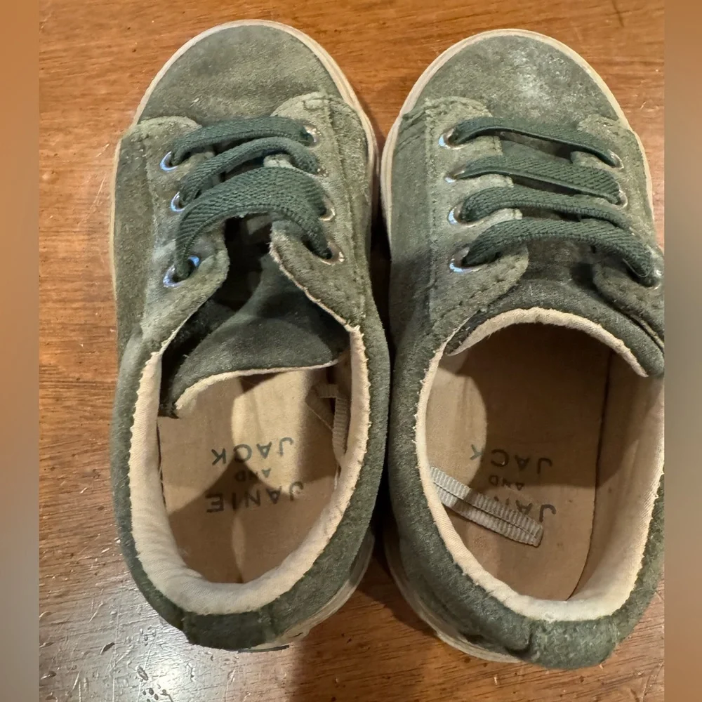 Janie & Jack Toddler Boy Size 7 Green Suede Sneakers